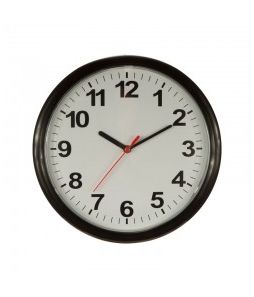 Wall Clock 10" Black Plastic