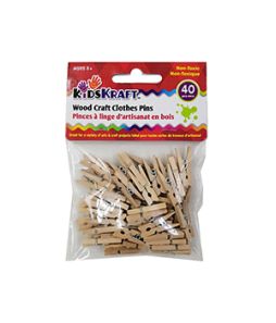 Mini Wood Craft Clothes Pins - 40/pkg - Cat# 83-2016-00
