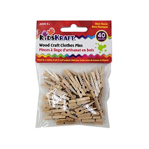 Mini Wood Craft Clothes Pins - 40/pkg - Cat# 83-2016-00